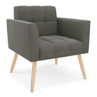 Kit 1 Sofá Namoradeira E 1 Poltrona Elisa Suede Pés Palito Na