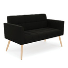 Kit 1 Sofá Namoradeira E 1 Poltrona Elisa Suede Pés Palito Na