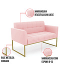 Kit 1 Sofá Namoradeira E 1 Poltrona Elisa Suede Rosa Bebê Bas
