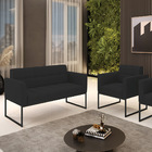 Kit 1 Sofá Namoradeira E 1 Poltrona Elisa Veludo Base Metálic