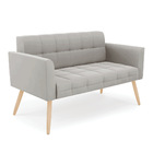 Kit 1 Sofá Namoradeira E 1 Poltrona Elisa Veludo Cinza Pés Pa