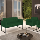 Kit 1 Sofá Namoradeira E 1 Poltrona Elisa Veludo Luxo Base Me