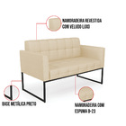 Kit 1 Sofá Namoradeira E 1 Poltrona Elisa Veludo Luxo Base Me