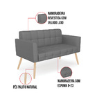 Kit 1 Sofá Namoradeira E 1 Poltrona Elisa Veludo Luxo Grafite