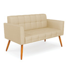 Kit 1 Sofá Namoradeira E 1 Poltrona Elisa Veludo Luxo Off Whi