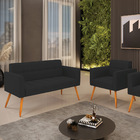 Kit 1 Sofá Namoradeira E 1 Poltrona Elisa Veludo Pés Palito C