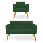 Kit 1 Sofá Namoradeira E 1 Poltrona Elisa Veludo Pés Palito C