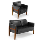 Kit 1 Sofá Namoradeira E 1 Poltrona Lana Corano Preto Base De