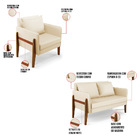 Kit 1 Sofá Namoradeira E 1 Poltrona Lana Corino Base De Madei