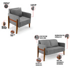 Kit 1 Sofá Namoradeira E 1 Poltrona Lana Linho Grafite A26 Ba