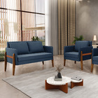 Kit 1 Sofá Namoradeira E 1 Poltrona Lana Suede Base De Madeir