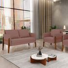 Kit 1 Sofá Namoradeira E 1 Poltrona Lana Veludo Base De Madei