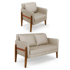 Kit 1 Sofá Namoradeira E 1 Poltrona Lana Veludo Luxo Base De