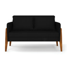 Kit 1 Sofá Namoradeira E 1 Poltrona Lana Veludo Luxo Preto A8