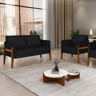 Kit 1 Sofá Namoradeira E 1 Poltrona Lana Veludo Luxo Preto A8