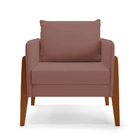 Kit 1 Sofá Namoradeira E 1 Poltrona Lana Veludo Rosê Base De