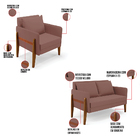 Kit 1 Sofá Namoradeira E 1 Poltrona Lana Veludo Rosê Base De