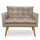 Kit 1 Sofá Namoradeira E 1 Poltrona Tais Suede Marrom Rato Pé