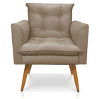 Kit 1 Sofá Namoradeira E 1 Poltrona Tais Suede Marrom Rato Pé