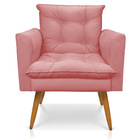 Kit 1 Sofá Namoradeira E 1 Poltrona Tais Suede Pés Palito Cas