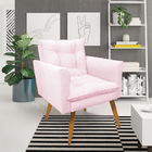 Kit 1 Sofá Namoradeira E 1 Poltrona Tais Suede Rosa Bebê Pés