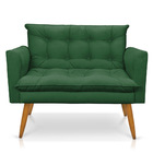 Kit 1 Sofá Namoradeira E 1 Poltrona Tais Suede Verde Pés Pali