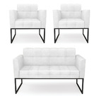 Kit 1 Sofá Namoradeira E 2 Poltronas Elisa Corano Base Metáli