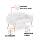 Kit 1 Sofá Namoradeira E 2 Poltronas Elisa Corano Branco Pés