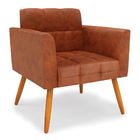 Kit 1 Sofá Namoradeira E 2 Poltronas Elisa Corano Nozes Pés P