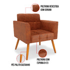 Kit 1 Sofá Namoradeira E 2 Poltronas Elisa Corano Nozes Pés P