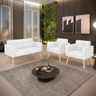 Kit 1 Sofá Namoradeira E 2 Poltronas Elisa Corano Pés Palito