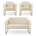 Kit 1 Sofá Namoradeira E 2 Poltronas Elisa Corino Base Metáli