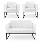 Kit 1 Sofá Namoradeira E 2 Poltronas Elisa Corino Base Metáli
