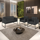 Kit 1 Sofá Namoradeira E 2 Poltronas Elisa Corino Base Metáli