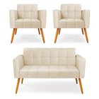 Kit 1 Sofá Namoradeira E 2 Poltronas Elisa Corino Pés Palito