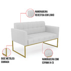 Kit 1 Sofá Namoradeira E 2 Poltronas Elisa Linho Base Metálic