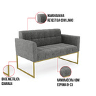 Kit 1 Sofá Namoradeira E 2 Poltronas Elisa Linho Base Metálic