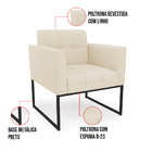 Kit 1 Sofá Namoradeira E 2 Poltronas Elisa Linho Base Metálic
