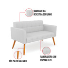 Kit 1 Sofá Namoradeira E 2 Poltronas Elisa Linho Pés Palito C