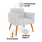 Kit 1 Sofá Namoradeira E 2 Poltronas Elisa Linho Pés Palito C