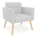 Kit 1 Sofá Namoradeira E 2 Poltronas Elisa Linho Pés Palito N