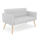 Kit 1 Sofá Namoradeira E 2 Poltronas Elisa Linho Pés Palito N