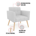 Kit 1 Sofá Namoradeira E 2 Poltronas Elisa Linho Pés Palito N