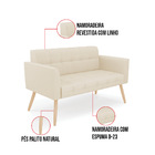 Kit 1 Sofá Namoradeira E 2 Poltronas Elisa Linho Pés Palito N