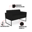 Kit 1 Sofá Namoradeira E 2 Poltronas Elisa Linho Preto A79 Ba