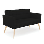 Kit 1 Sofá Namoradeira E 2 Poltronas Elisa Linho Preto A79 Pé