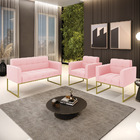 Kit 1 Sofá Namoradeira E 2 Poltronas Elisa Suede Base Metálic