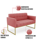 Kit 1 Sofá Namoradeira E 2 Poltronas Elisa Suede Base Metálic