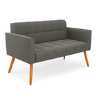 Kit 1 Sofá Namoradeira E 2 Poltronas Elisa Suede Grafite Pés