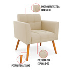 Kit 1 Sofá Namoradeira E 2 Poltronas Elisa Suede Pés Palito C